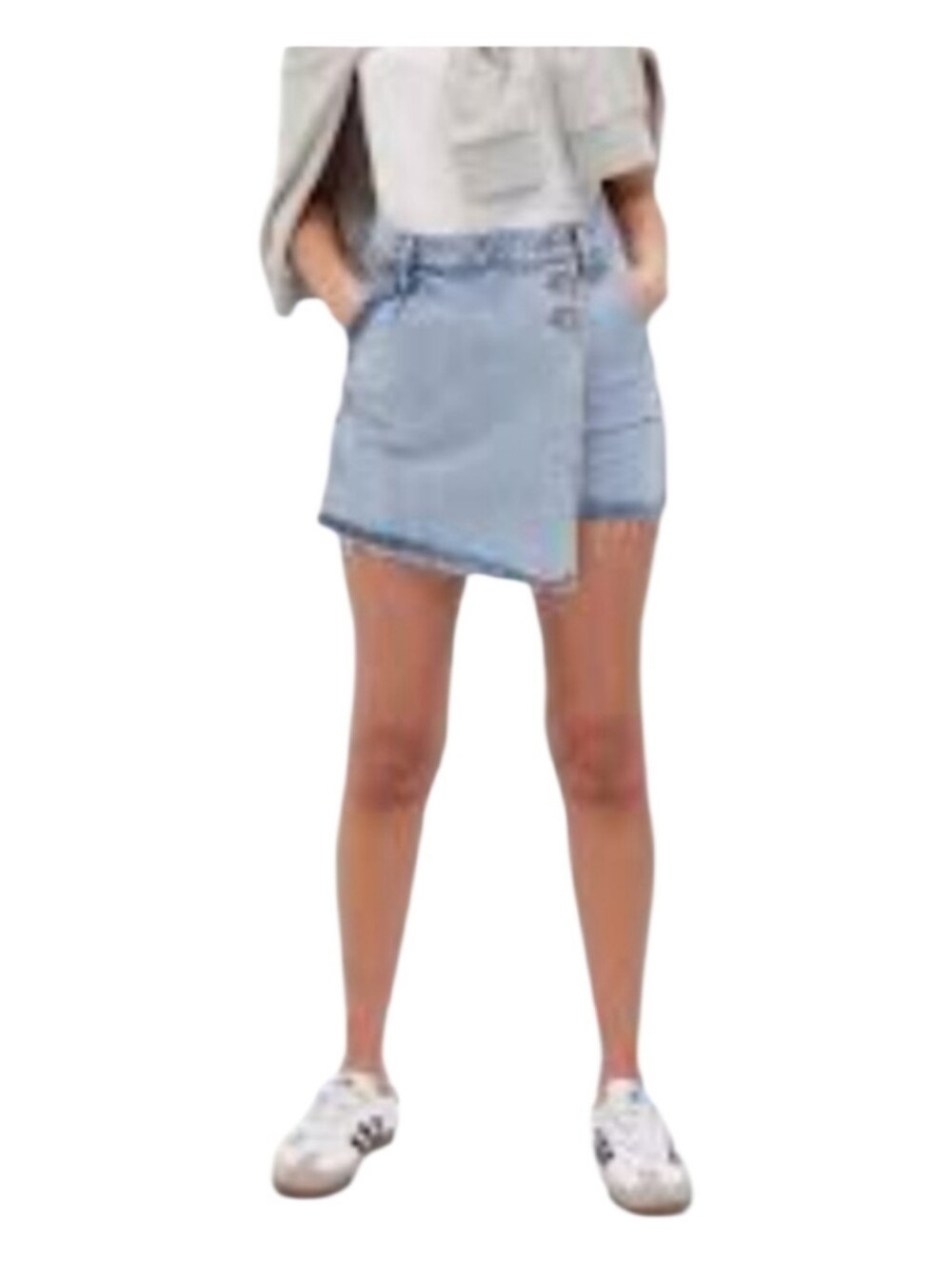 GAP Stonewashed Blue Asymmetric Denim Mini Skort Size 29 Retro Y2K Denim Casual